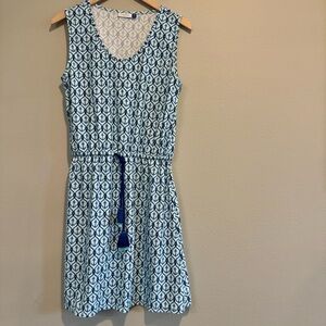 Cabana Life Sleeveless Dress Anchor Print Resort Coastal Beach Tassel M